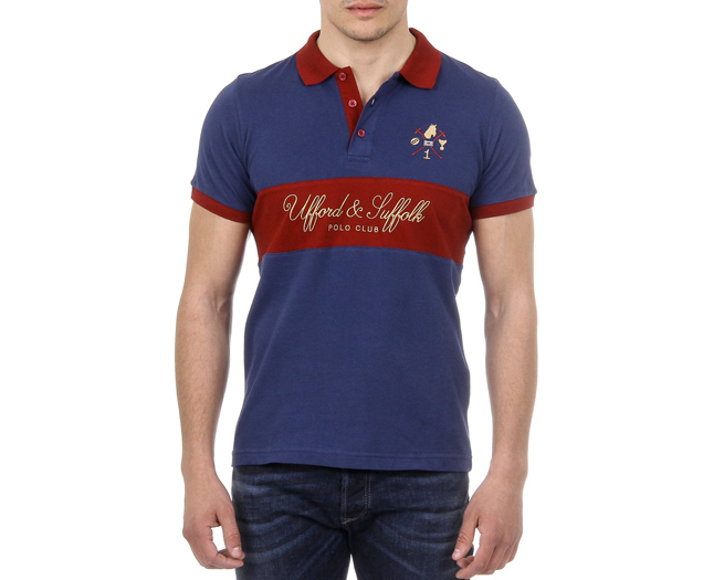 Ufford & Suffolk Polo Shirt Mens Navy Blue