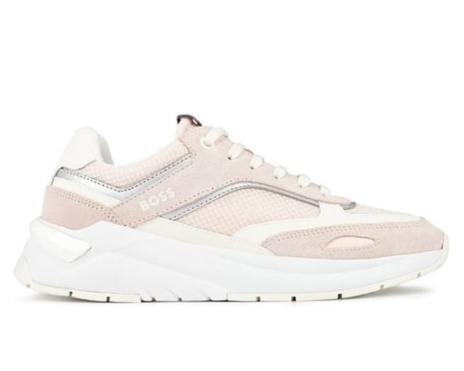 Hugo Boss Skylar Mixed Material Trainers Womens Pink