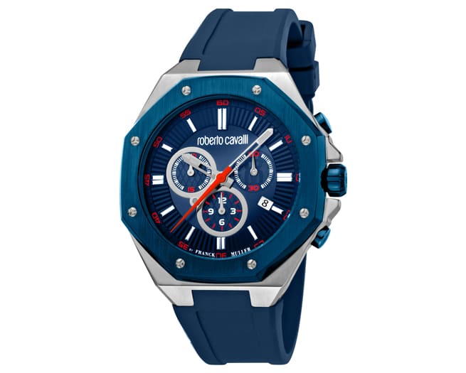 Roberto Cavalli Watch Mens Blue Silver Grey