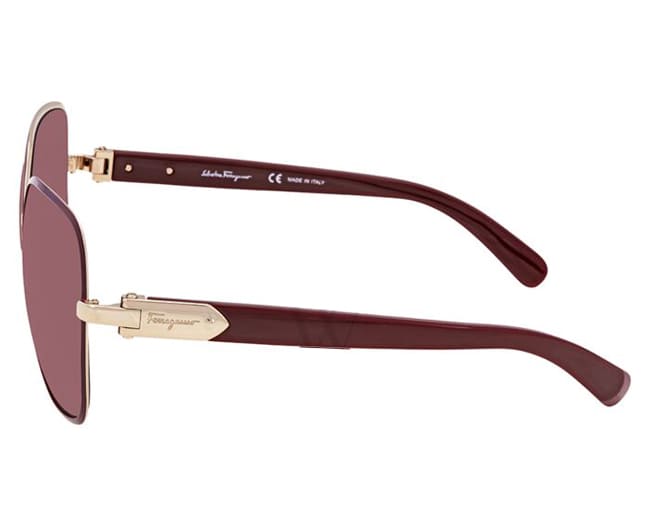 Salvatore Ferragamo Sunglasses Womens Light Shiny Gold Bordeaux
