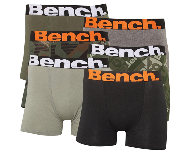 Bench 6 Pack Boxers Mens Black Grey Multi