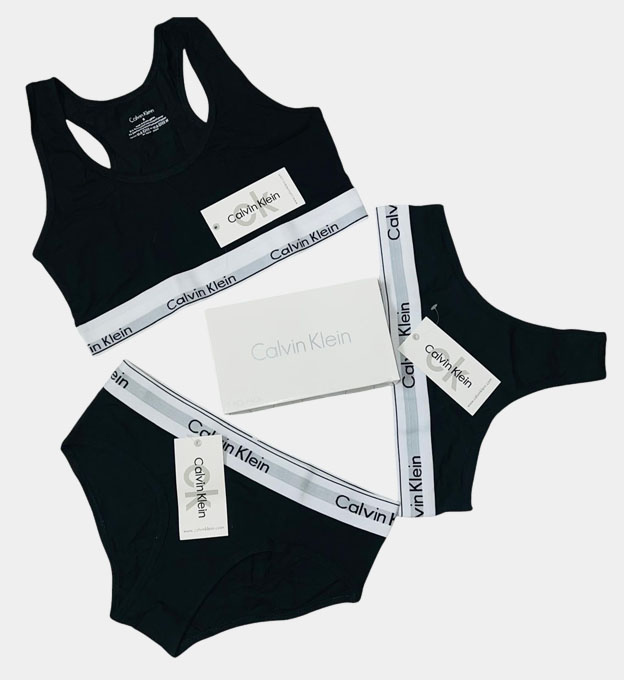 Calvin Klein 3 Pack Bralette Thong Bikini Set Womens Black