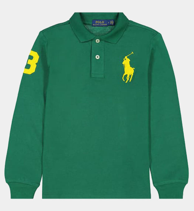 Ralph Lauren Big Pony Long Sleeve Polo Shirt Mens Green