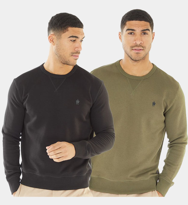 French Connection 2 Pack Sweatshirts Mens Black Khaki