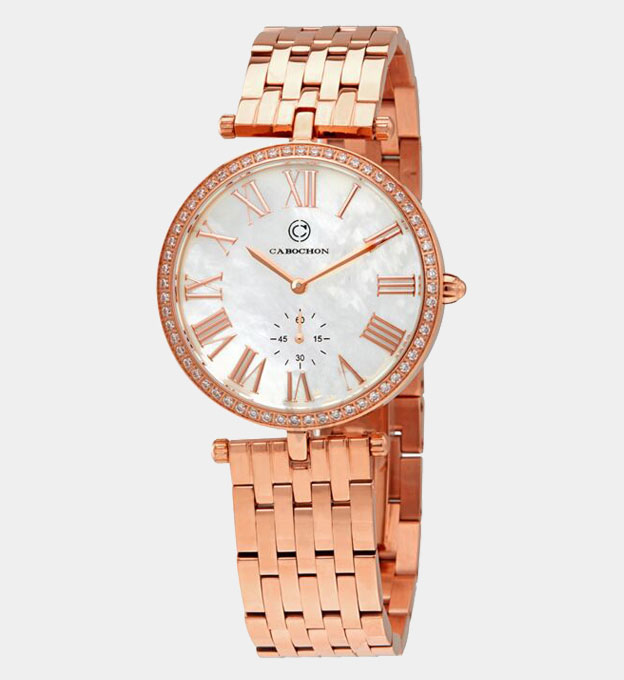 Cabochon Watch Womens Rose Gold White