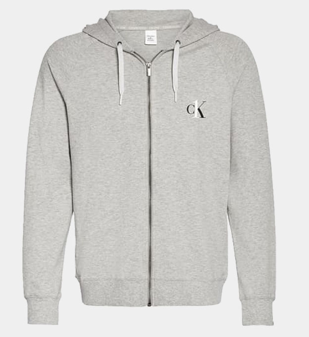 Calvin Klein Full Zip Hoody Mens Grey