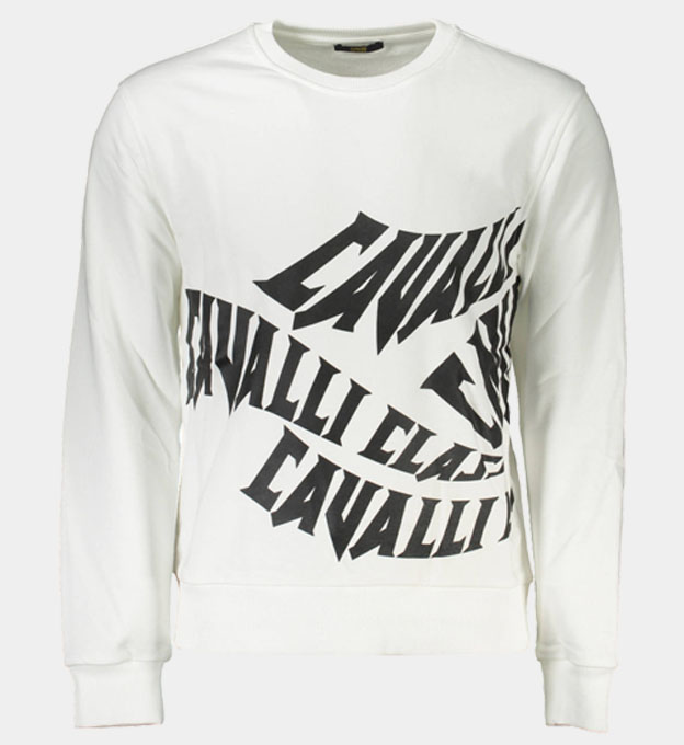 Cavalli Class Sweatshirt Mens White Black