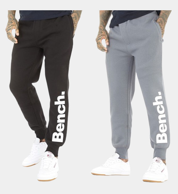 Bench 2 Pack Joggers Mens Black Steel Grey