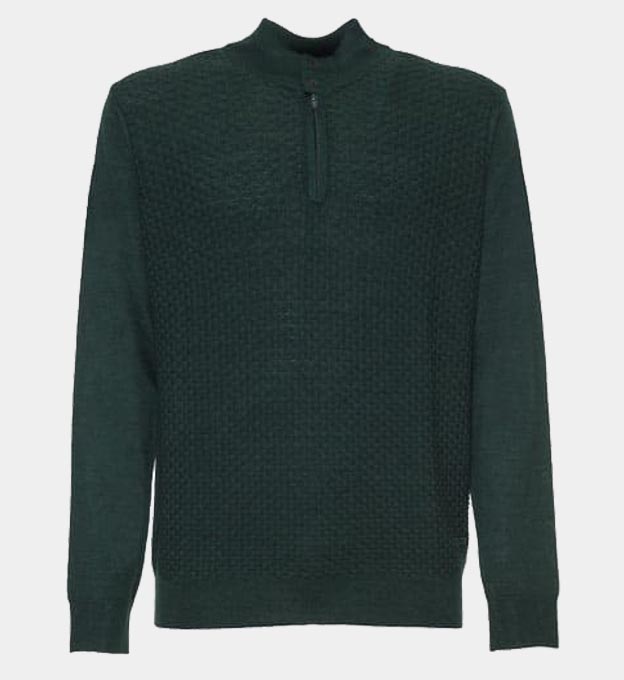 Ungaro Half Zip Jumper Mens Green