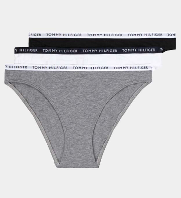 Tommy Hilfiger 3 Pack Briefs Womens Grey White Black