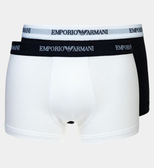 Emporio Armani 2 Pack Boxers Mens White Blue