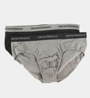 Emporio Armani 2 Pack Boxers Mens Black Grey