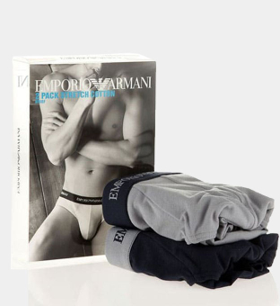 Emporio Armani 2 Pack Slips Mens Grey Navy Blue