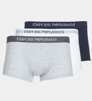 Emporio Armani 3 Pack Boxers Mens White Heather