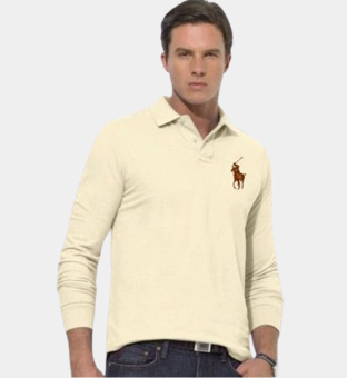 Ralph Lauren Big Pony Long Sleeve Polo Shirt Mens Cream