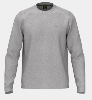 Hugo Boss Salbo Curved Sweatshirt Mens Light Pastel Grey