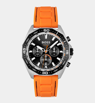 Hugo Boss Watch Mens Orange Silver Black