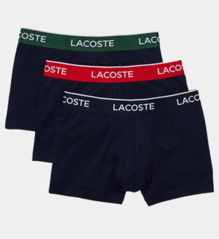 Lacoste 3 Pack Boxers Mens Marine Vert Rouge