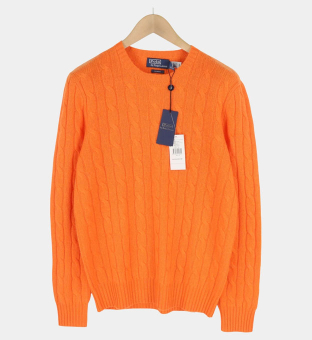 Ralph Lauren Cable Knit Jumper Mens Orange