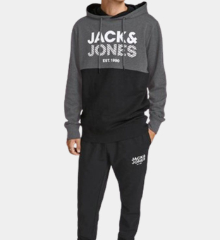 Jack & Jones Tracksuit Mens Dark Grey Marl Black