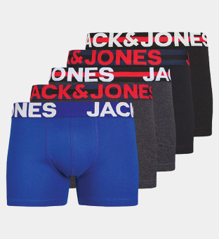 Jack & Jones 5 Pack Trunks Mens Black _Black _Dark Grey Marl _Dark Grey Marl _Surf The Web