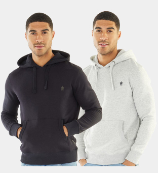 French Connection 2 Pack Hoody Mens Dark Navy Light Grey