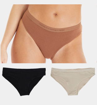 French Connection 3 Pack Briefs Womens Black _Light Brown _Nude