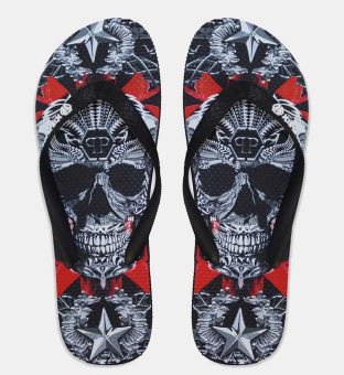 Philipp Plein Flip Flops Unisex Black White