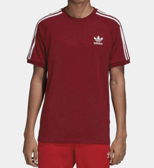 Adidas Originals California 3 Stripe T-shirt Mens Burgundy