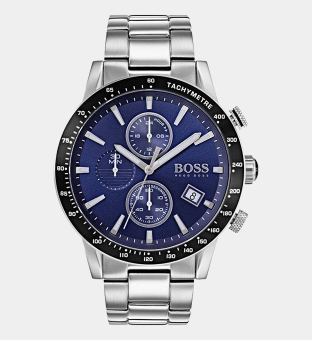 Hugo Boss Watch Mens Silver Black Blue