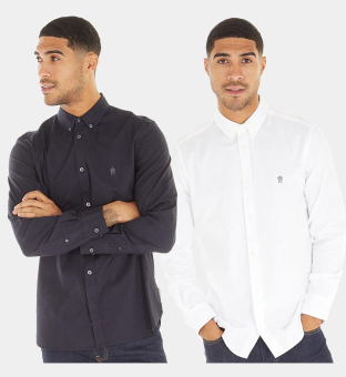 French Connection 2 Pack Shirts Mens Dark Navy White
