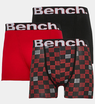 Bench 3 Pack Boxers Mens Black Red Black Red