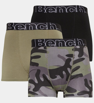 Bench 3 Pack Boxers Mens Camo _Black _Light Khaki
