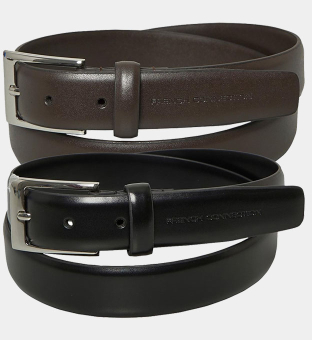 French Connection 2 Pack Belts Mens Black _Brown