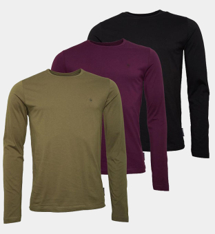 French Connection 3 Pack T-shirts Mens Black Khaki _Chateaux