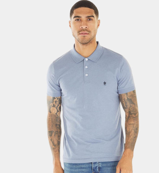 French Connection Polo Shirt Mens Light Blue White
