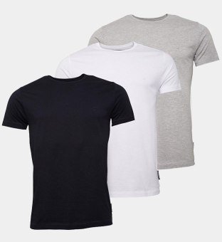 French Connection 3 Pack T-shirts Mens Marine White Light Grey Melange