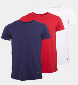 Lyle & Scott 3 Pack T-shirts Mens Navy Red White