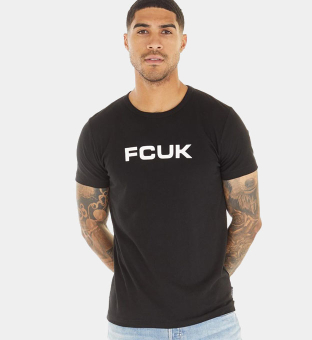 French Connection T-shirt Mens Black White