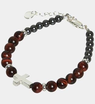 French Connection Bracelet Mens Brown Silver