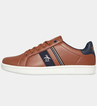 Original Penguin Trainers Mens Brown Navy Off White