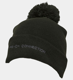 French Connection Beanie Mens Black White