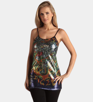 Ed Hardy Sequined Tunic Womens Black