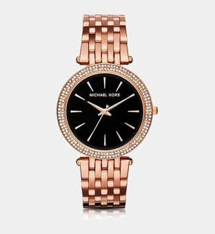 Michael Kors Watch Women Black Rose Gold