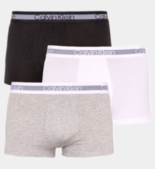 Calvin Klein 3 Pack Trunks Mens Grey-Black-White