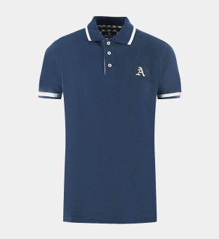 Aquascutum Polo Shirt Mens Navy Blue