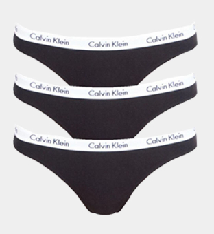 Calvin Klein 3 Pack Thongs Womens Black