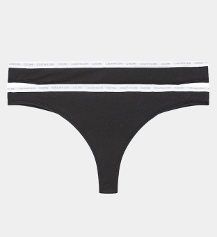 Calvin Klein 2 Pack Thongs Womens Black