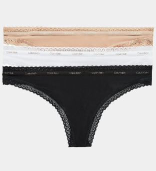 Calvin Klein 3 Pack Thongs Womens Black White Hone