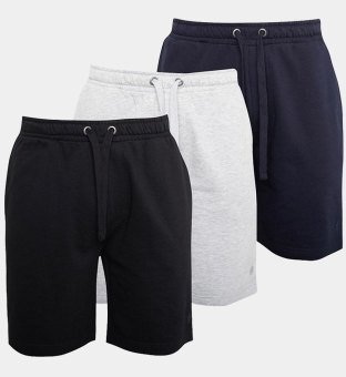 French Connection 3 Pack Shorts Mens Light Grey Marl Black Navy